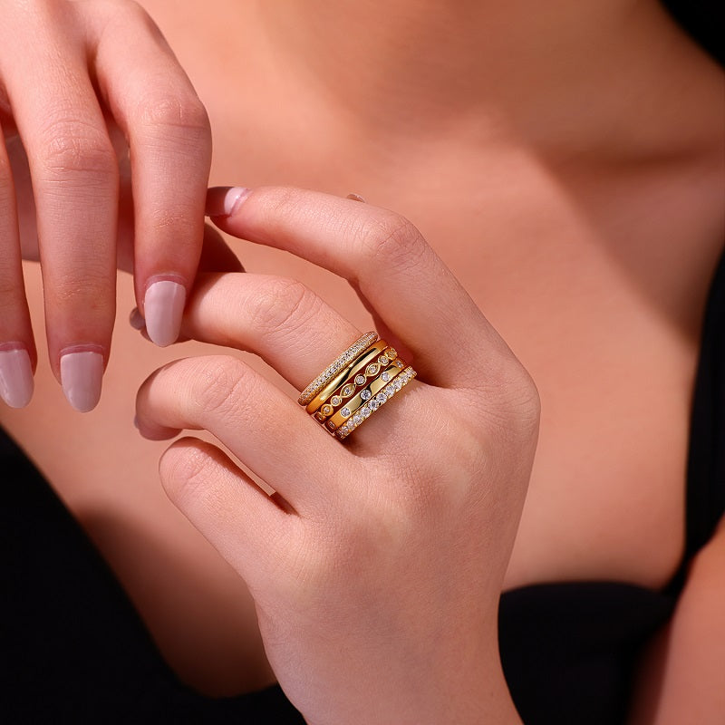 Golden Stars Moissanite Ring Set – S925 Sterling Silver