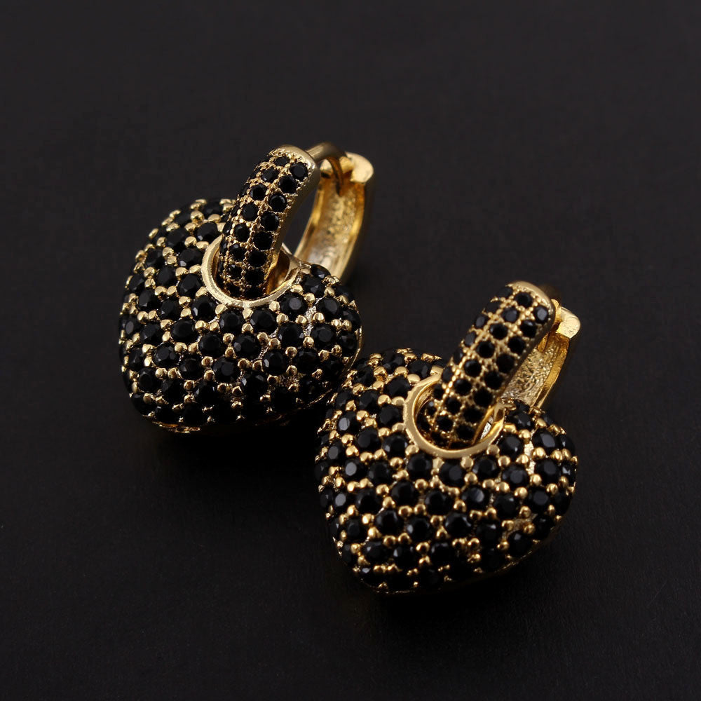 Gold Zircon Heart Earrings – AAA CZ Studs for Women