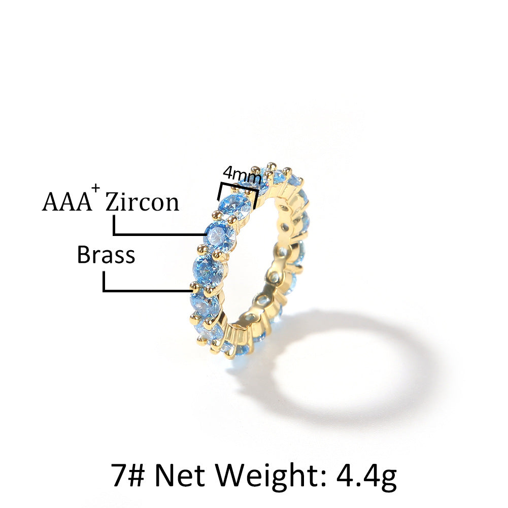 Colored Zirconia Row Ring