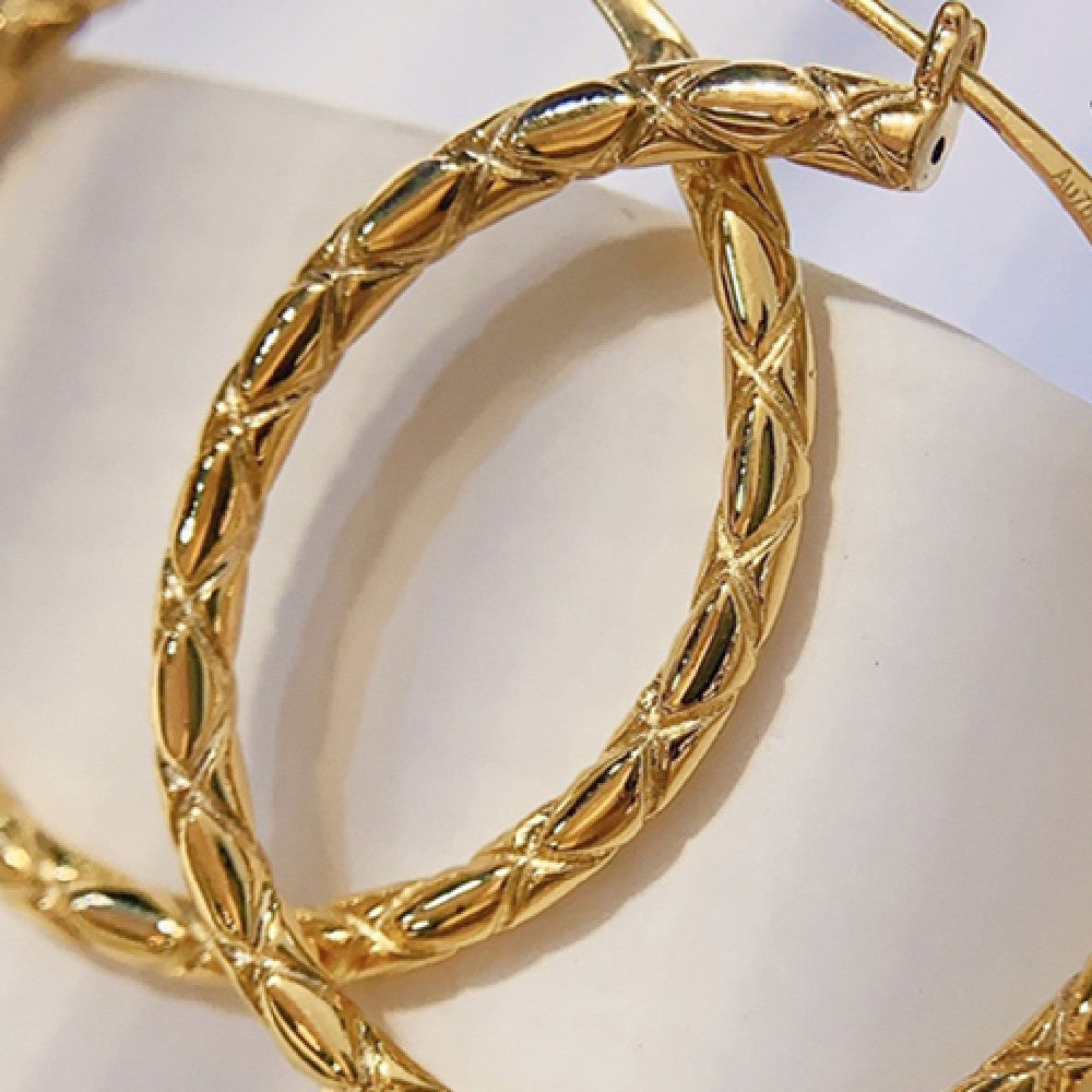 18K Gold-Plated Rhombus Hoop Earrings — Classic Everyday Luxury