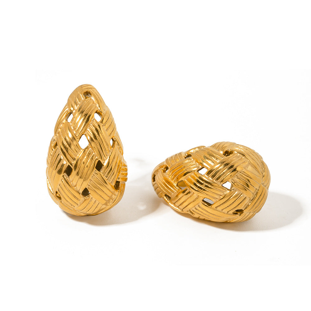 Woven Gold Set – Drop Earrings & Ring
