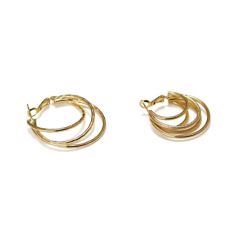 Multi-Line Hoop Earrings – Gold-Plated Brass