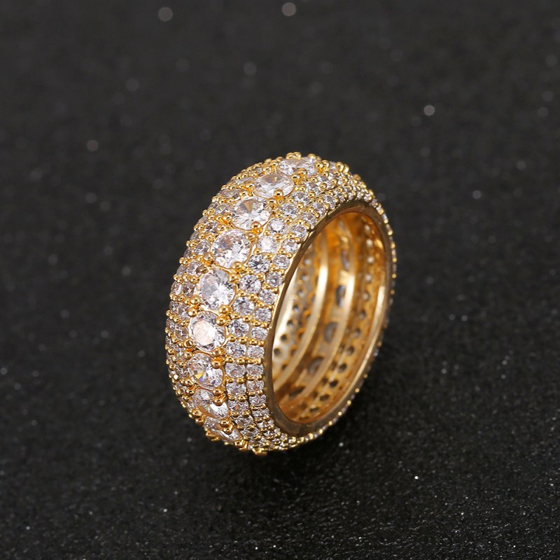 Five-Row Zircon Pavé Band Ring – Gold & Silver