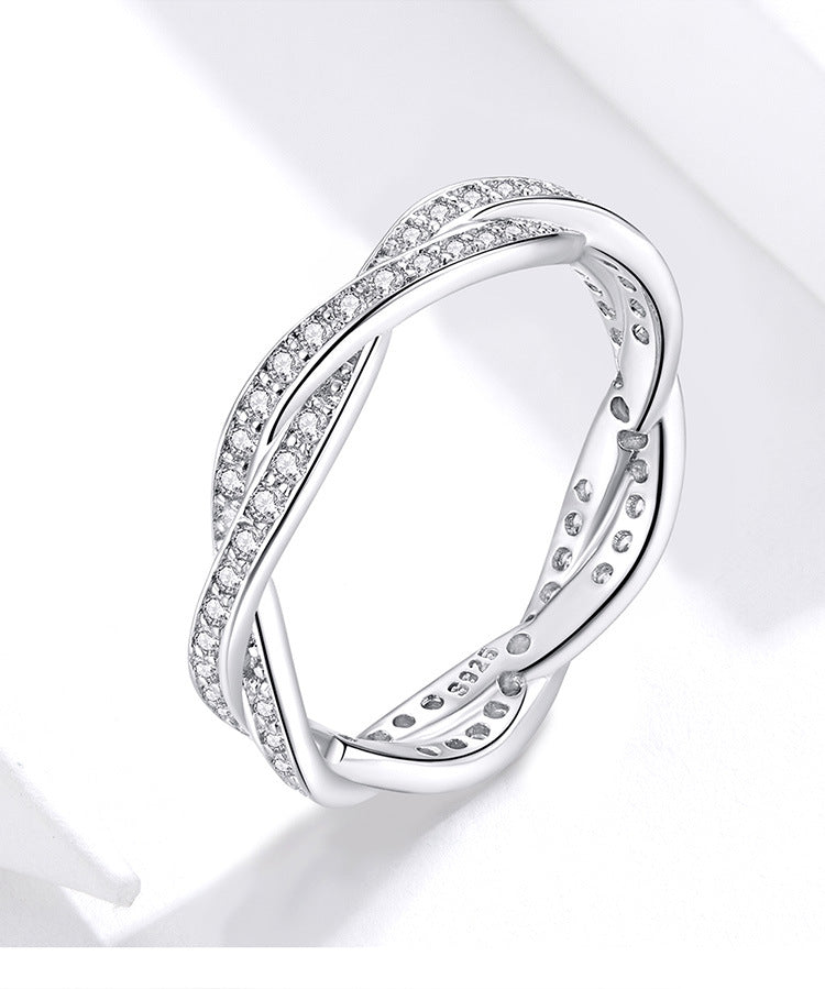 925 Silver Floral Textured Ring – Unisex Platinum Finish
