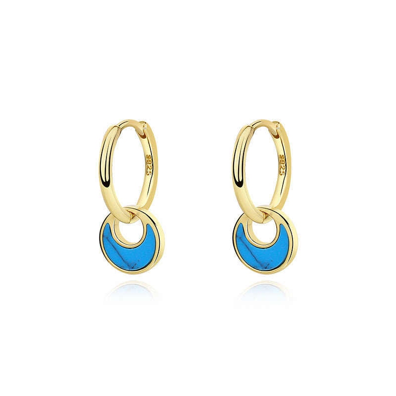 Abalone Shell Hoop Earrings – 925 Sterling Silver, Vintage European Style