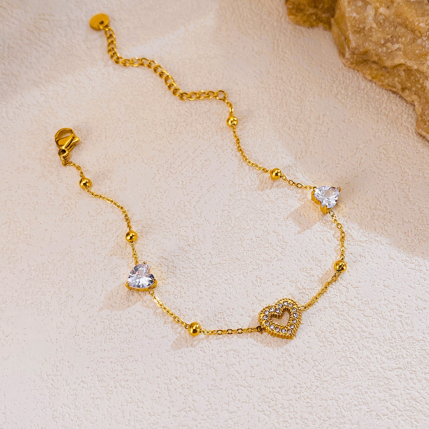Gold-Plated Geometric Bracelet — Polished Stainless Steel