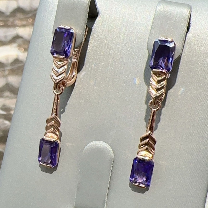 Sun & Moon Amethyst Jewelry Set — Rose Gold Earrings & Ring