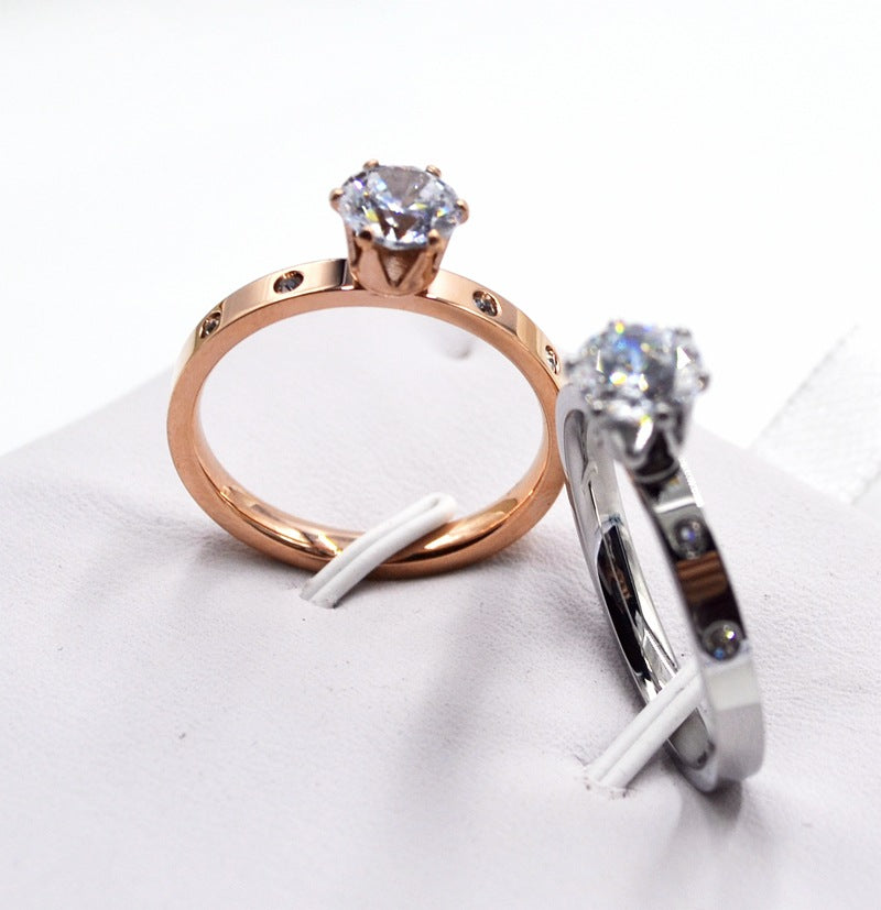 4-Stone Diamond Ring – Rose Gold & Silver