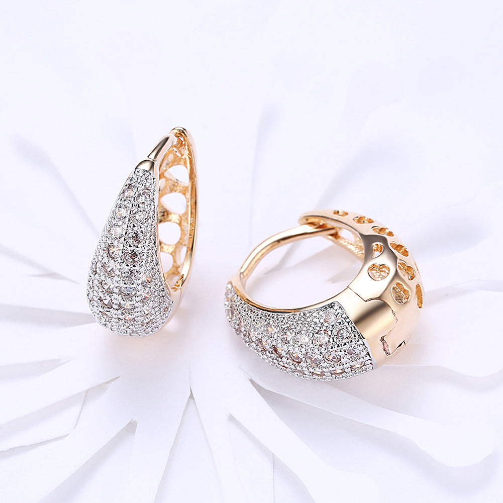 Gold Openwork Zircon Ear Clips – Pavé CZ Huggies