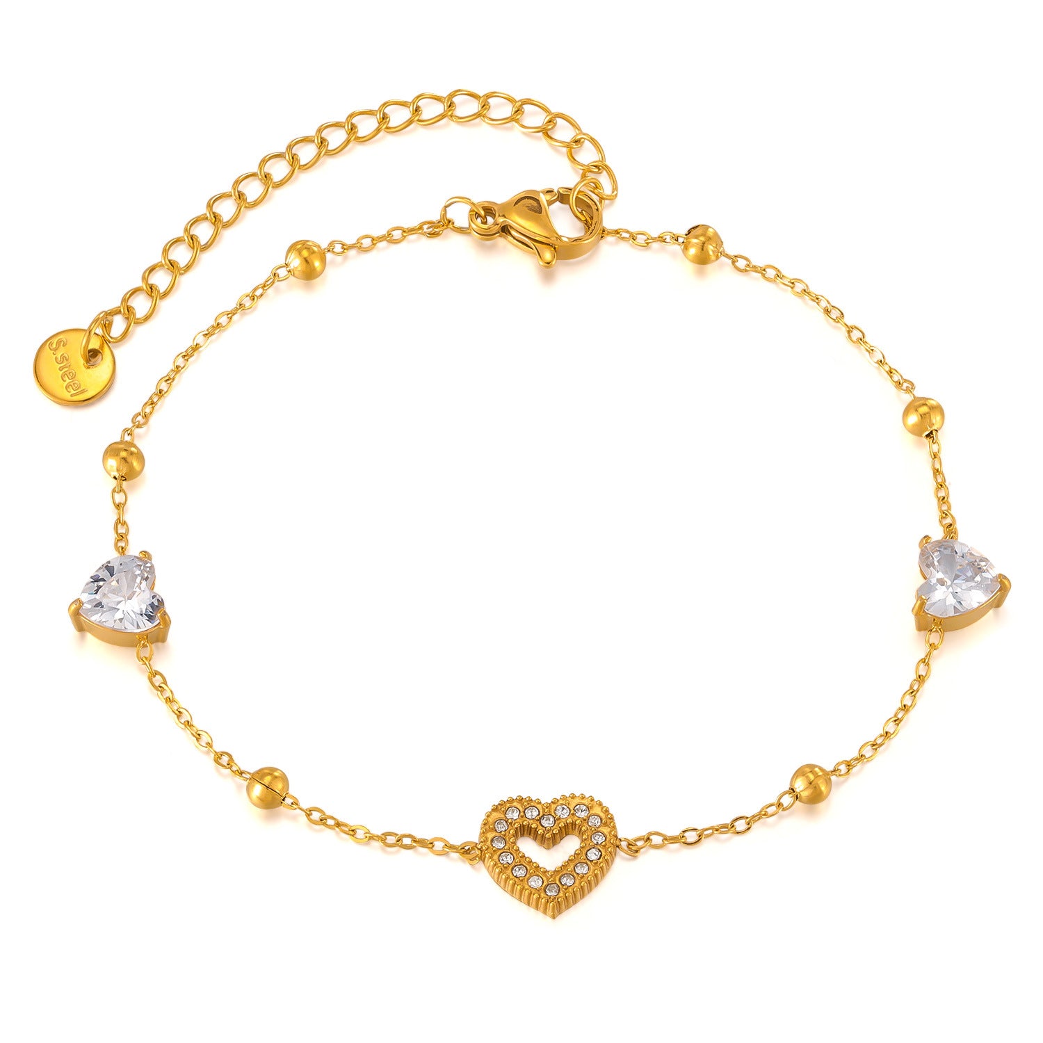 Gold-Plated Geometric Bracelet — Polished Stainless Steel