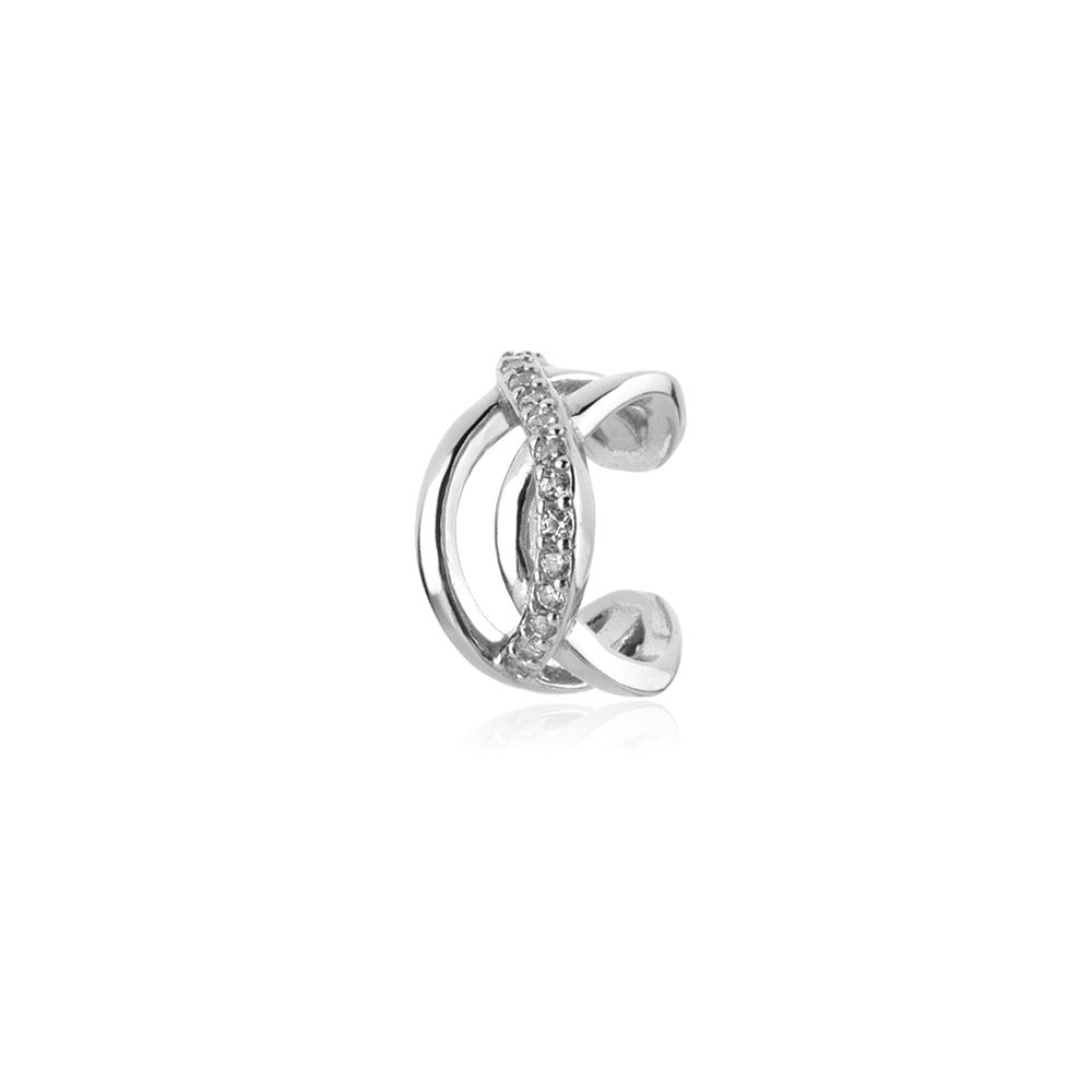 U-Shape Wave Ear Cuff – 925 Sterling Silver, 18K Gold & Platinum, Japanese Korean Style