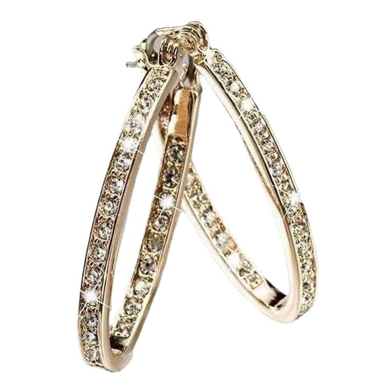 Gold Geometric Hoop Earrings – Crystal Electroplated Statement Earrings for Women