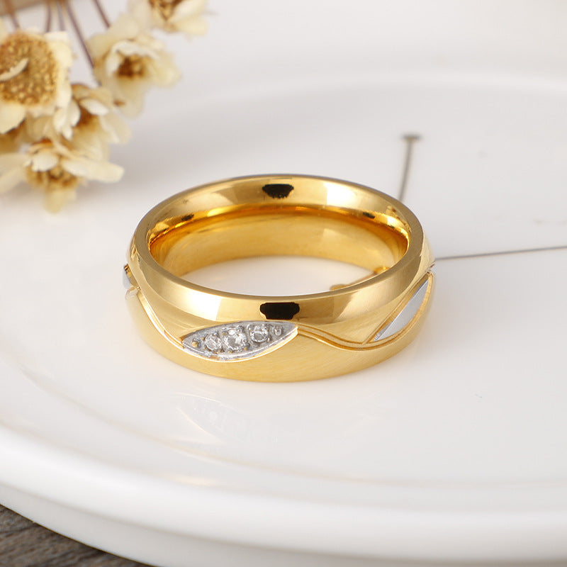 18K Gold Titanium Steel Couple Ring – His & Hers