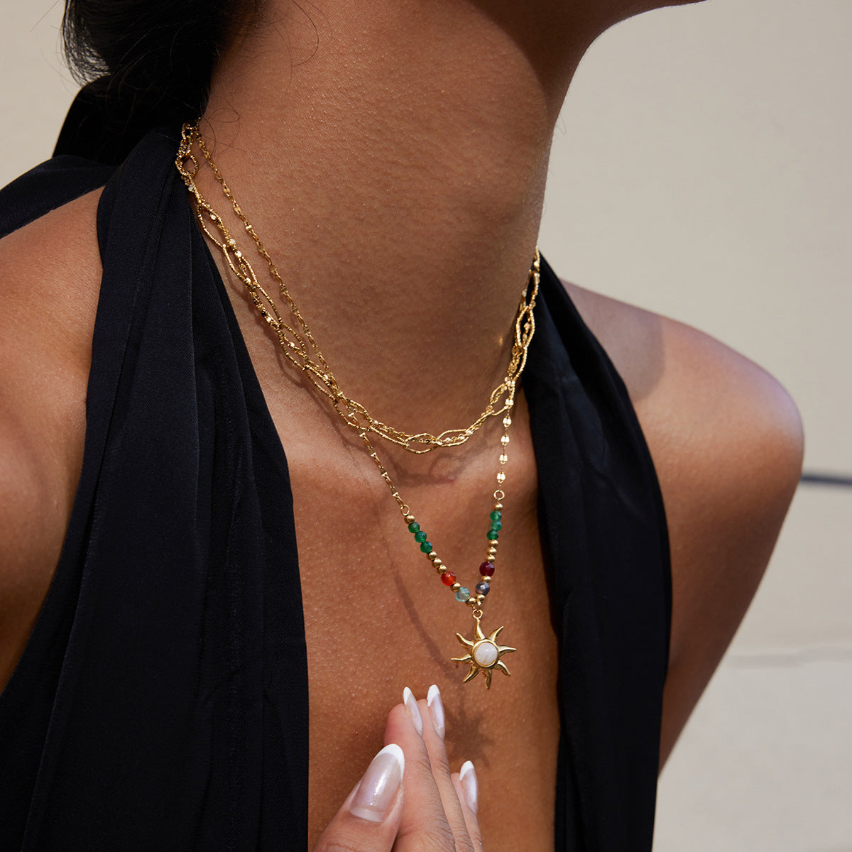Minimalist Geometric Necklace 18K Gold Stainless Steel
