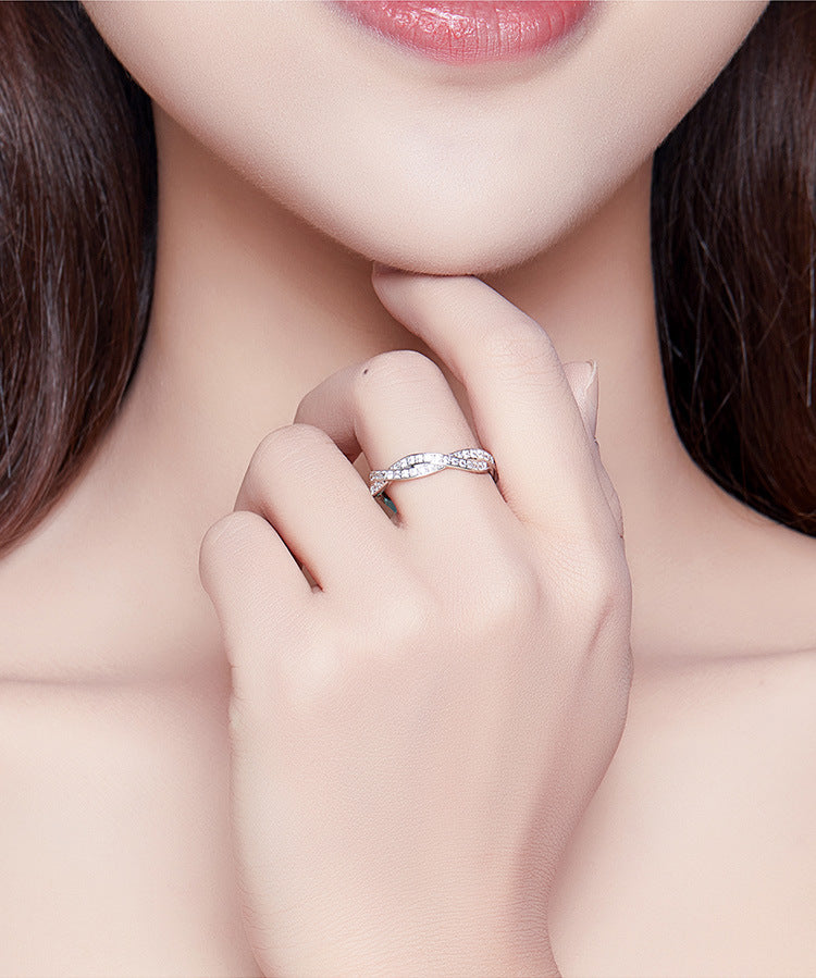 925 Silver Floral Textured Ring – Unisex Platinum Finish