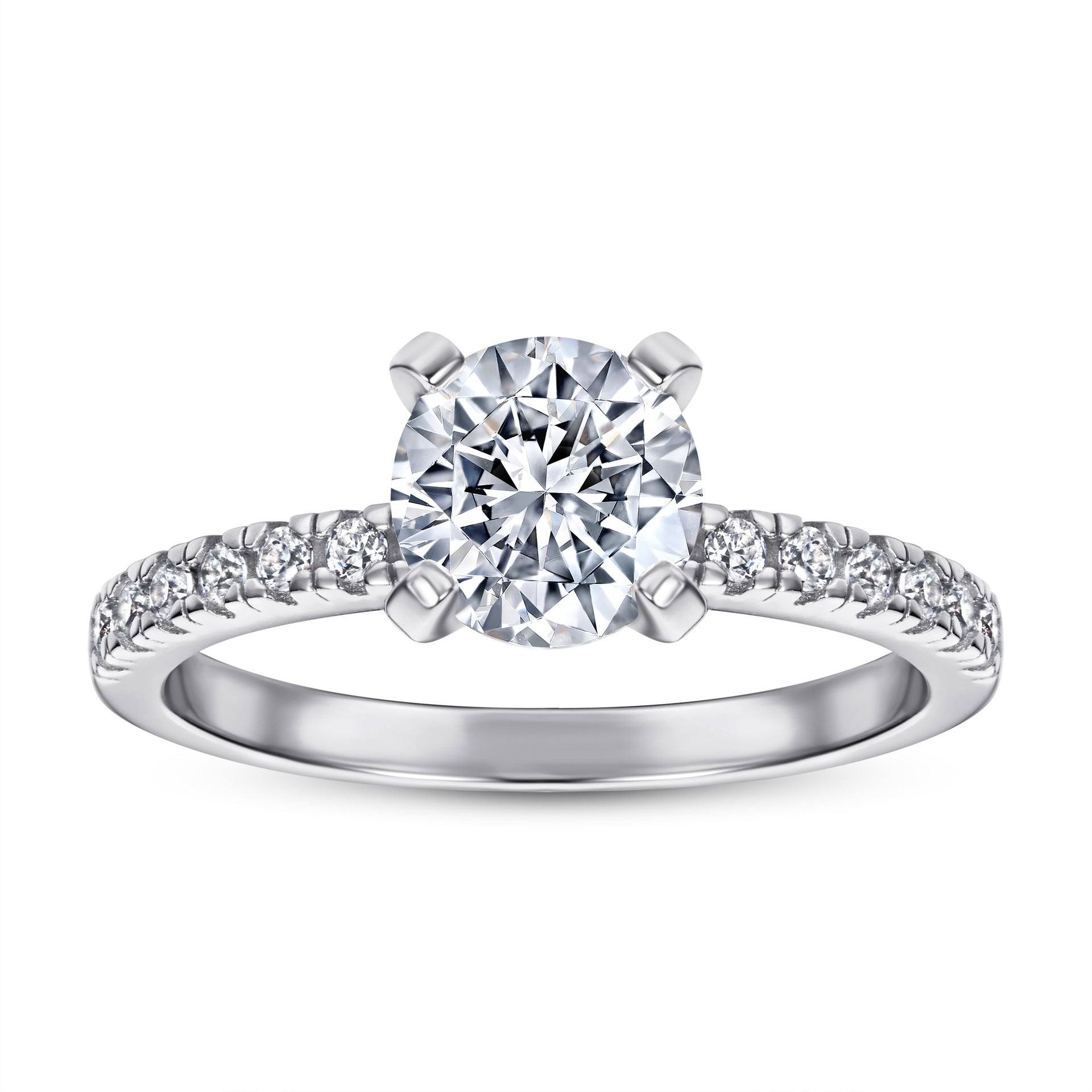 925 Silver Zircon Geometric Ring – White & Rose Gold