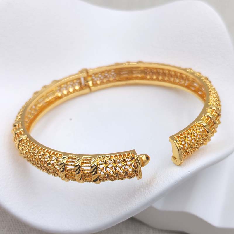 Gold Floral Bangle Bracelet
