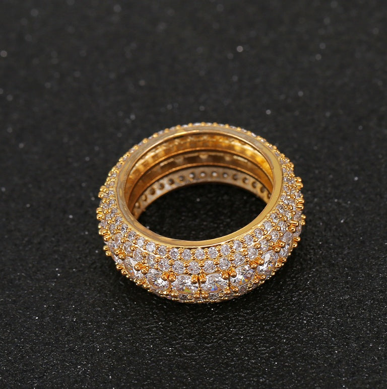 Five-Row Zircon Pavé Band Ring – Gold & Silver