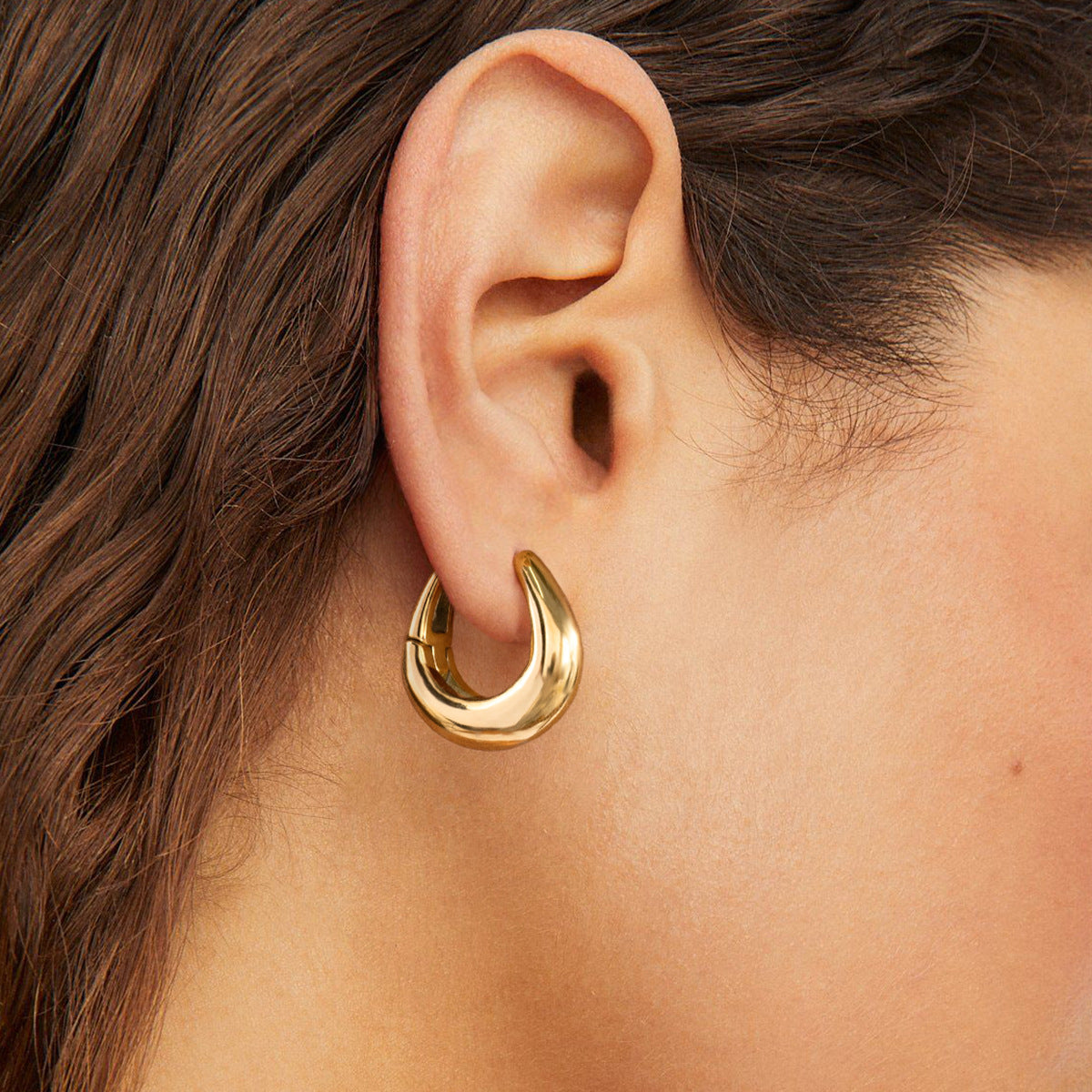 Gold Ellipse Earrings – 18K Plated Statement