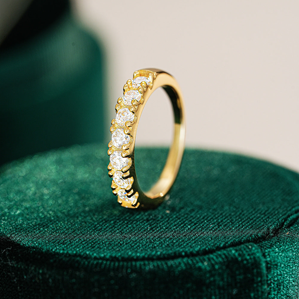 Moissanite Engagement Ring – Gold-Plated S925 Silver