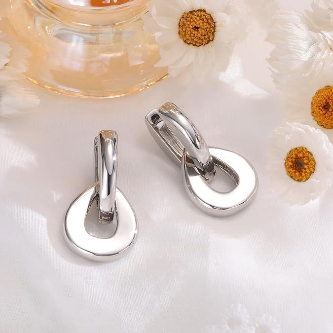 Geometric Drop Earrings — Electroplated Gold & Silver