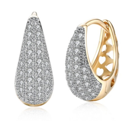 Gold Openwork Zircon Ear Clips – Pavé CZ Huggies