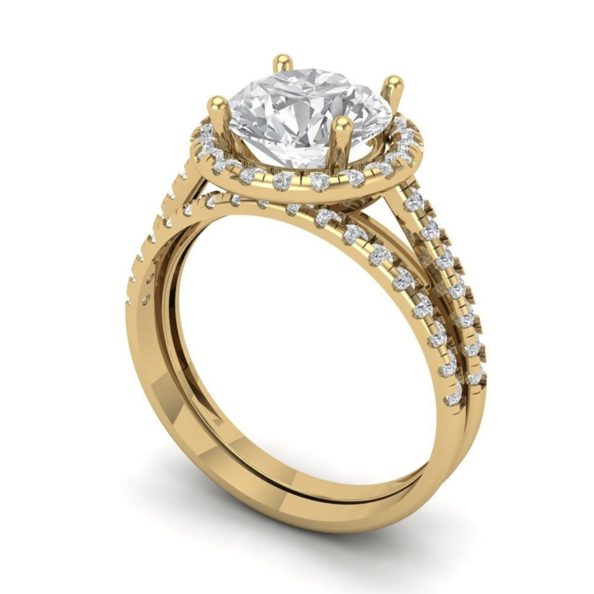 Gold Halo Diamond Solitaire Ring – Classic Luxury