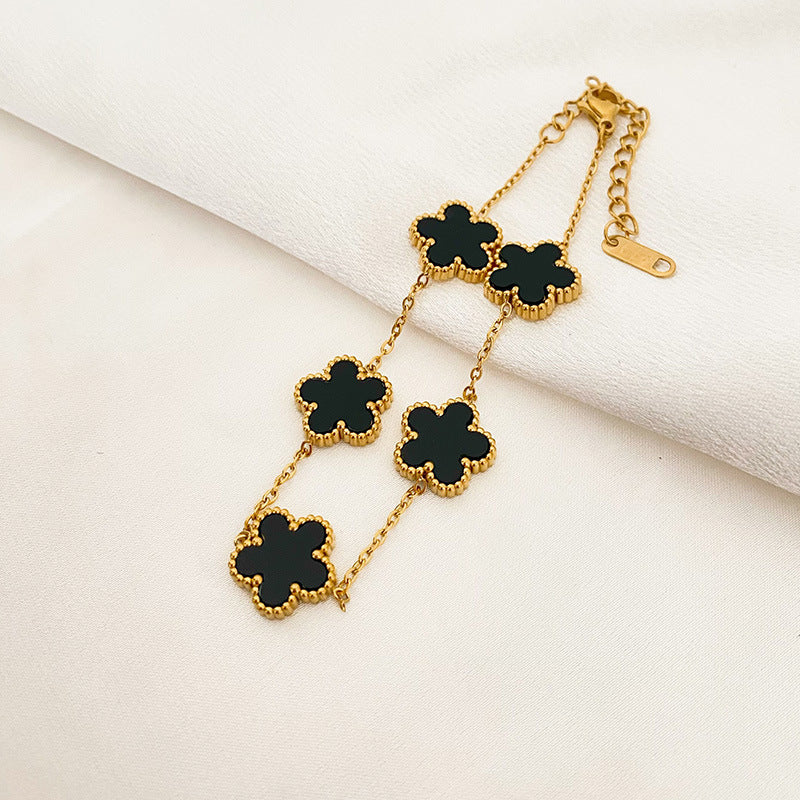 Botanical Bloom Titanium Jewelry Set — Necklace, Bracelet & Earrings