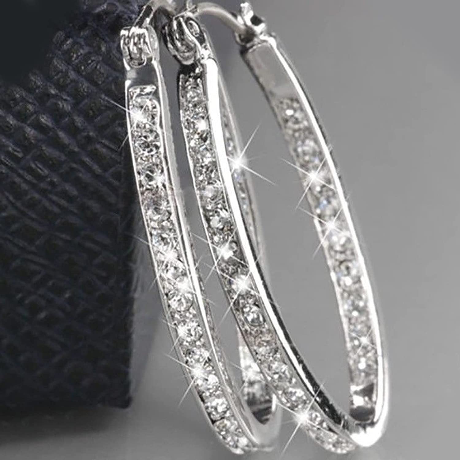 Gold Geometric Hoop Earrings – Crystal Electroplated Statement Earrings for Women
