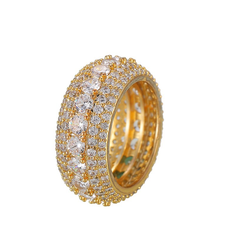 Five-Row Zircon Pavé Band Ring – Gold & Silver