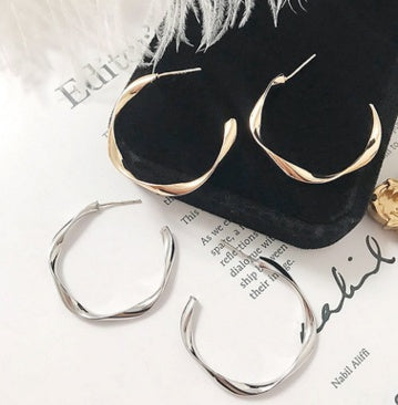 Large Circle Hoop Earrings – 925 Silver Needle, Hollow Geometric, Gold & Silver