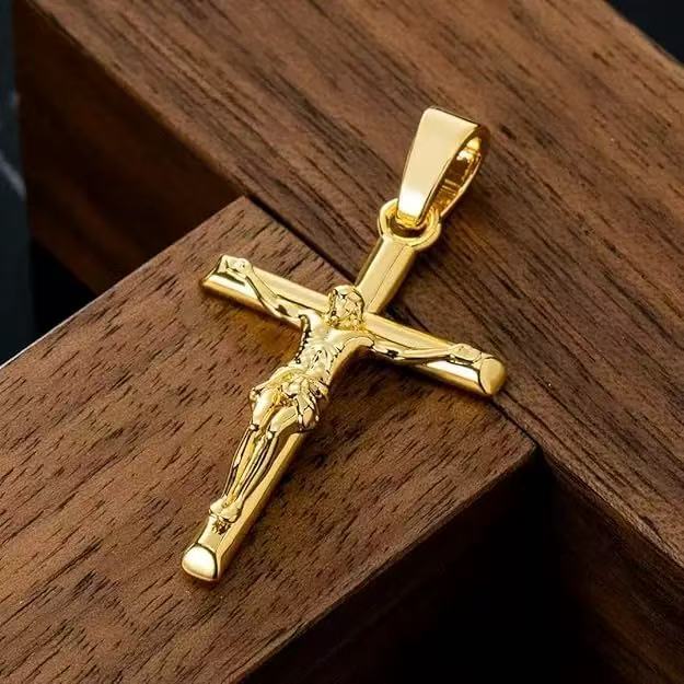 Cross Pendant Necklace – Gold-Plated Religious Chain Jewelry