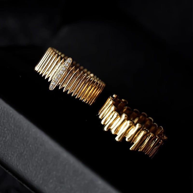 18K Gold-Plated Diamond-Cut Ring – Retro Adjustable