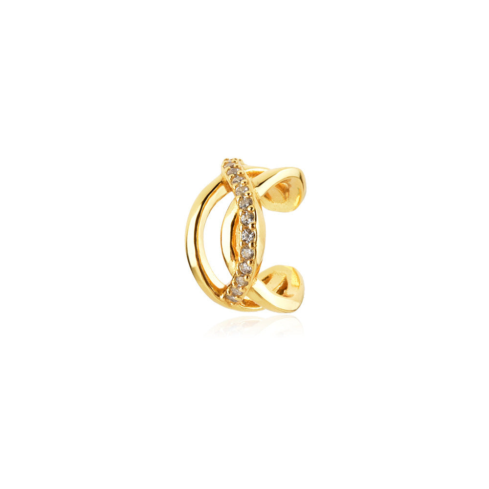U-Shape Wave Ear Cuff – 925 Sterling Silver, 18K Gold & Platinum, Japanese Korean Style