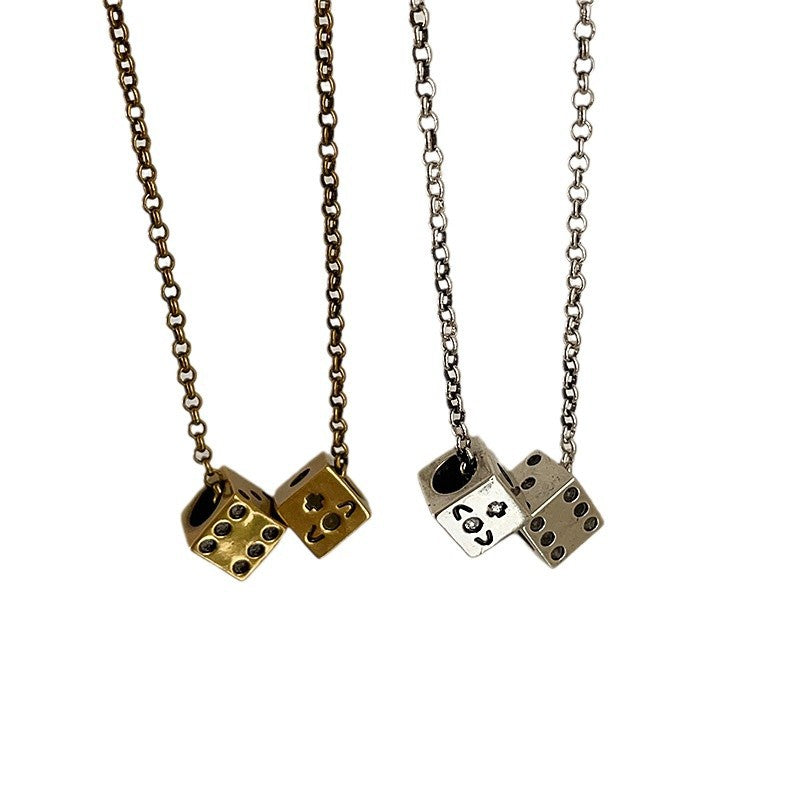 Versatile Dice Pendant Necklace - Unique Statement Chain Gold Silver
