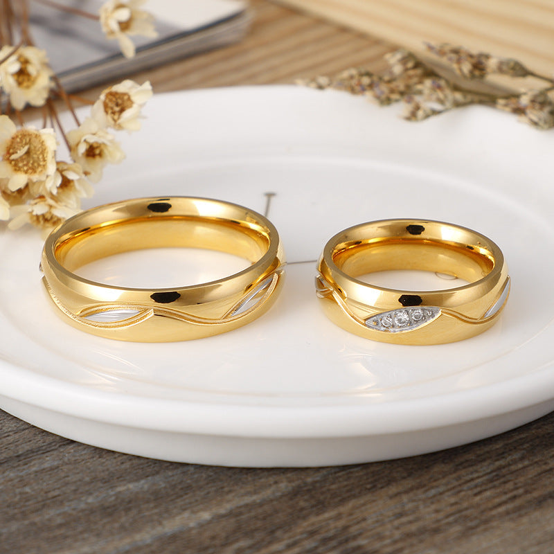18K Gold Titanium Steel Couple Ring – His & Hers