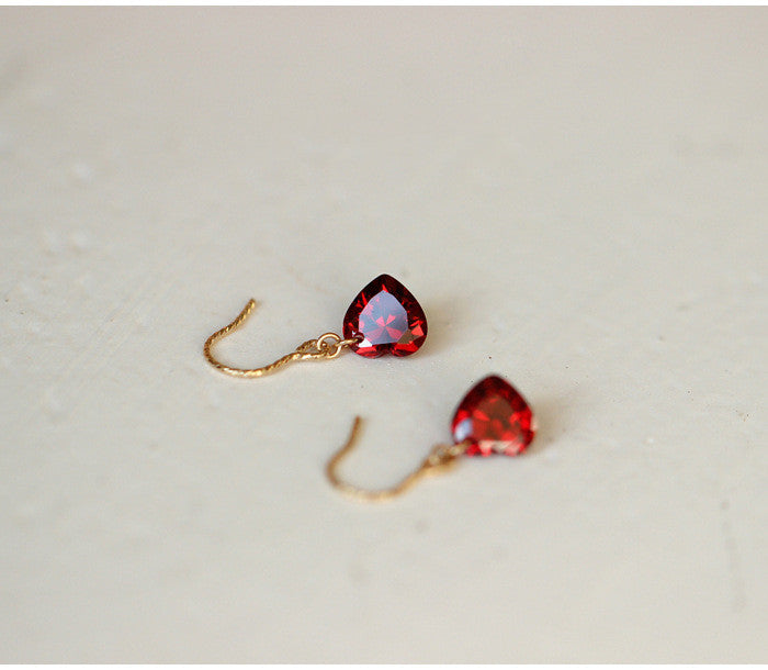 14K Gold Heart Drop Earrings – Sterling Silver 925 Women's Ear Hooks