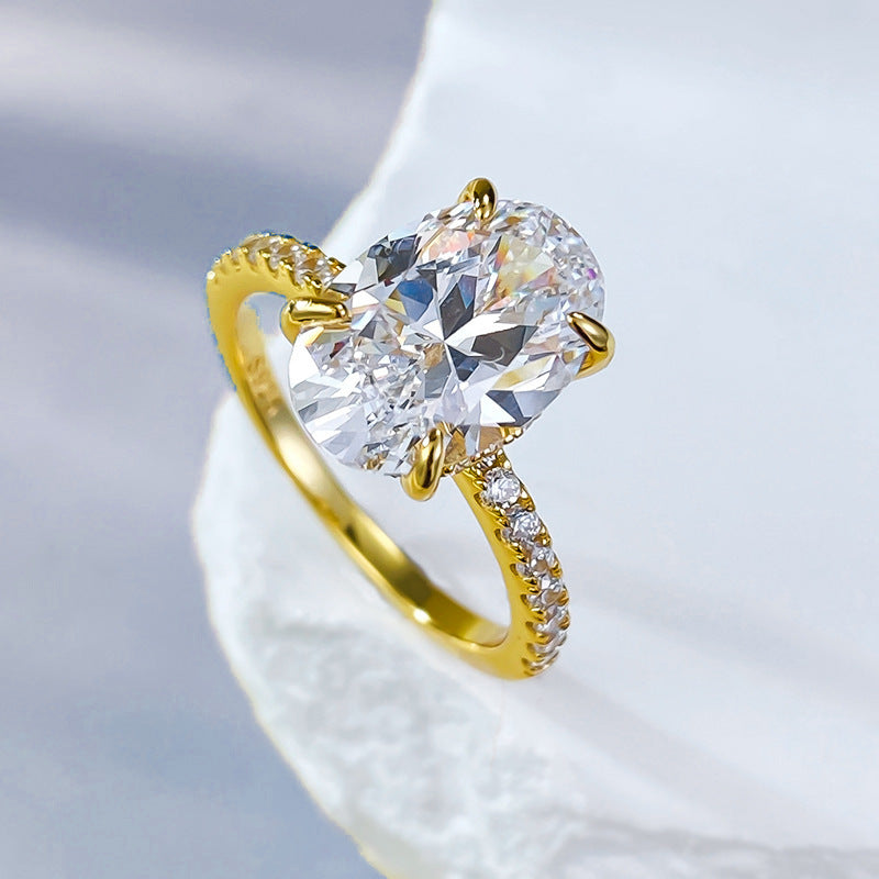925 Silver Oval Solitaire Ring – Gold Plated