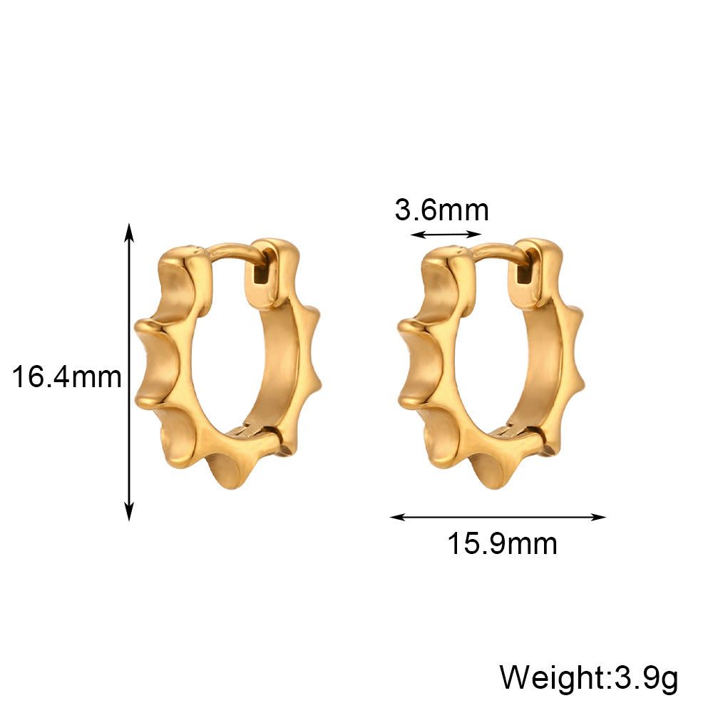 18K Gold Gear Huggie Earrings – Waterproof Stainless Steel Hoop Earrings for Women