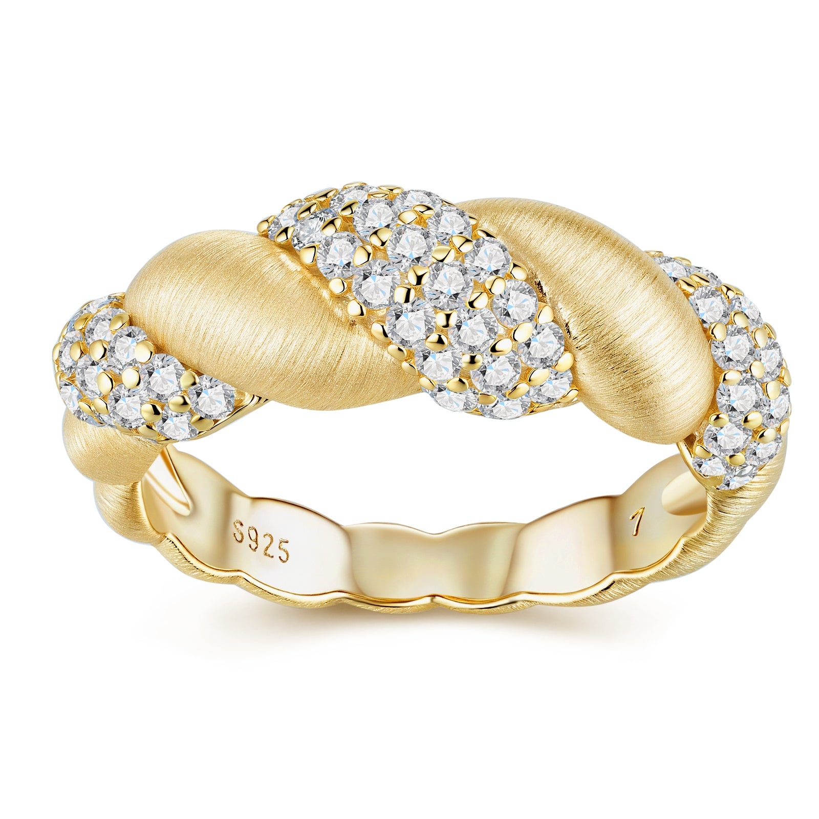Moissanite Sterling Silver Ring Set – Gold Diamond Finish