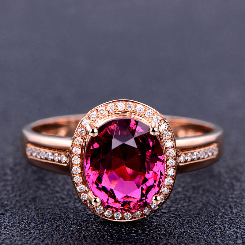 Ruby Crystal Diamond Ring in Rose Gold