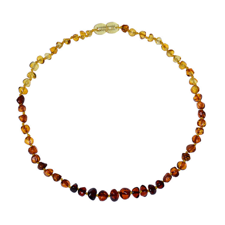 Natural Amber Bead Necklace – Geometric Ball Chain, Unisex