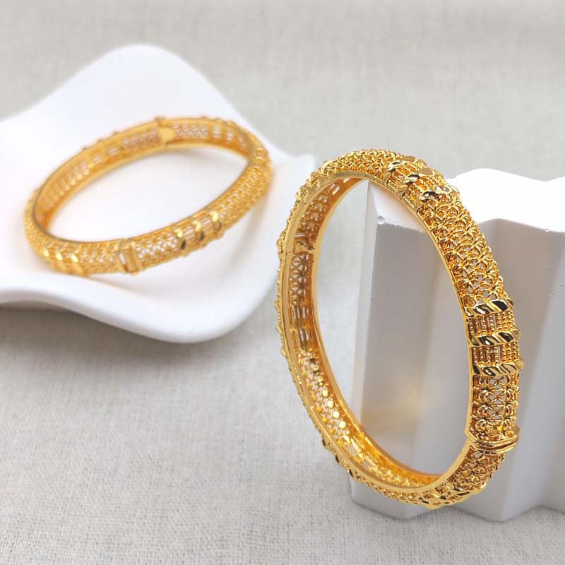 Gold Floral Bangle Bracelet