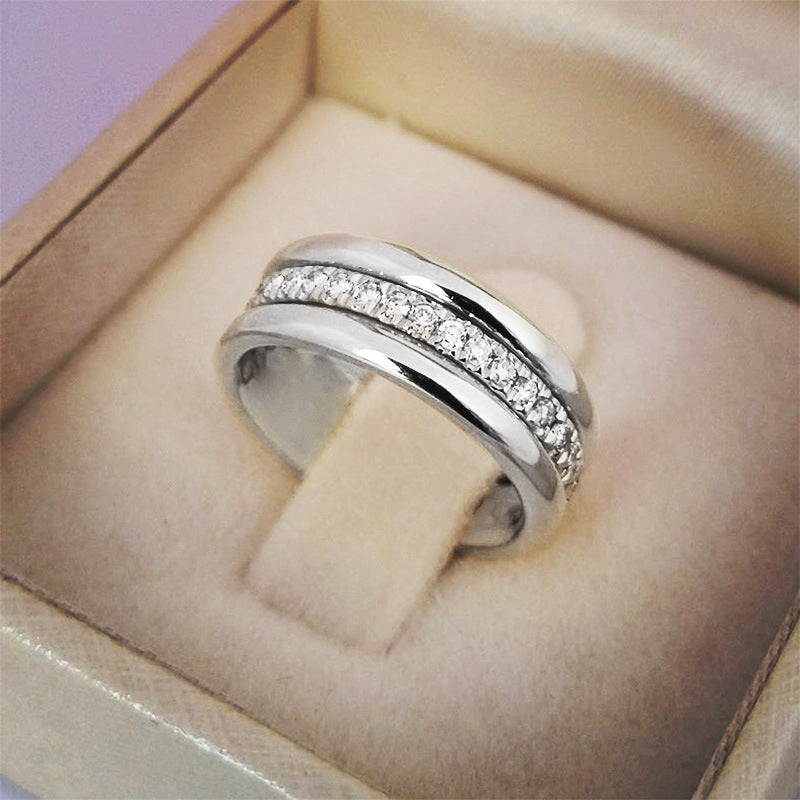 Gold & White Gold Zircon Band Ring – Women's