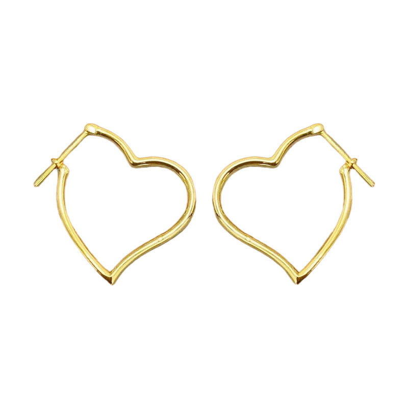 Au750 Yellow Gold Minimalist Hoop Earrings – Electroplated INS Light Luxury Jewelry for Women