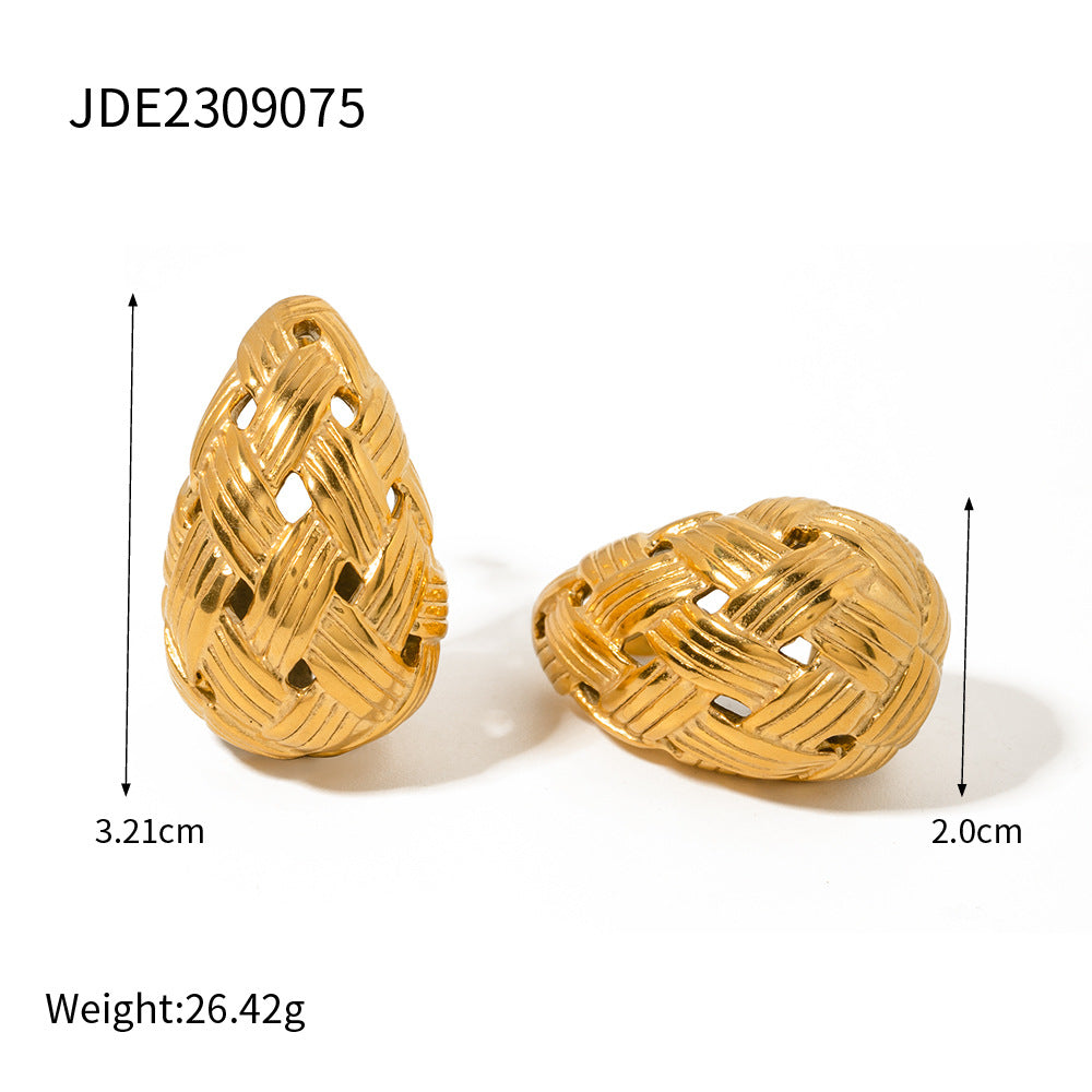 Woven Gold Set – Drop Earrings & Ring