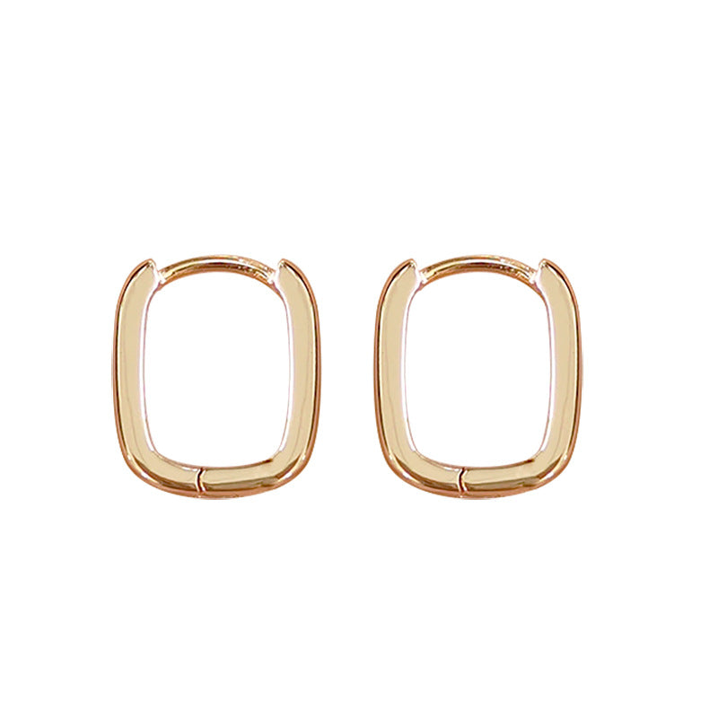 Gold Plated Geometric Ear Clips – Minimalist Silver Hoop Earrings for Women