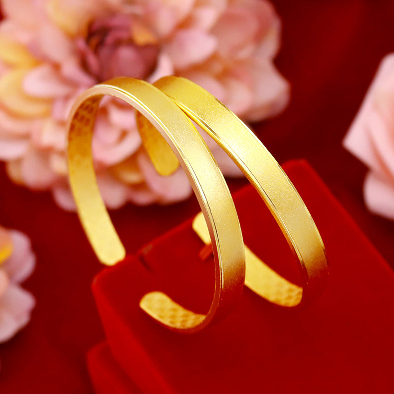 24K Gold Frosted Cuff Bracelet – Retro Geometric Caring Bear, Women's