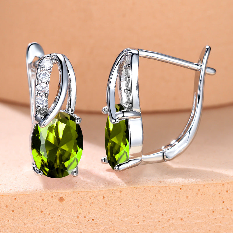 Champagne Gold Zircon Ear Clips – Diamond-Cut Copper Huggie Earrings for Women