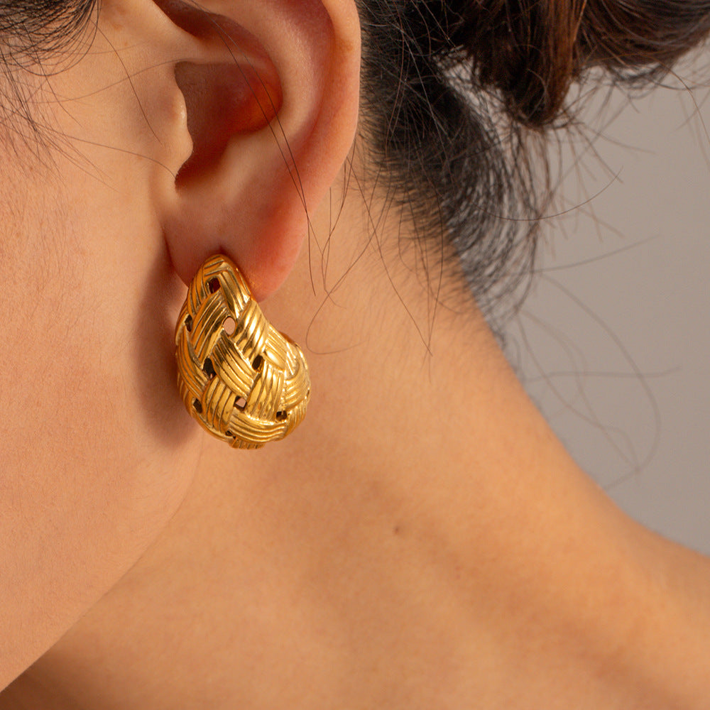 Woven Gold Set – Drop Earrings & Ring